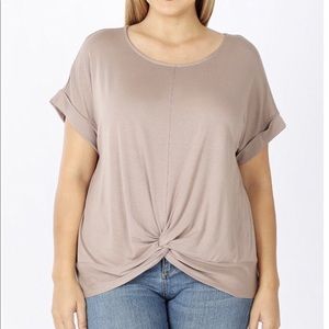 Cuff Sleeve Twist Front Top